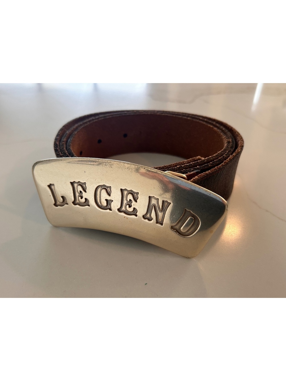 Guess Genuine Leather Brown Belt with Legend Buckle